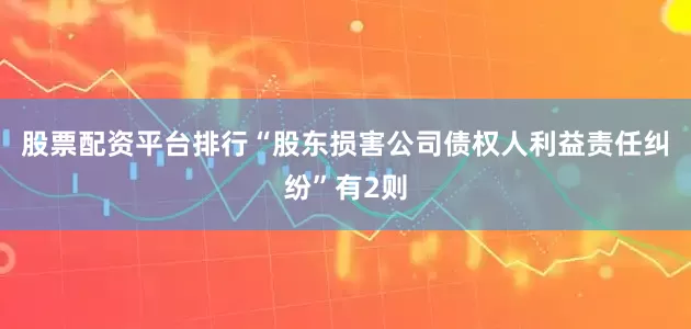股票配资平台排行“股东损害公司债权人利益责任纠纷”有2则